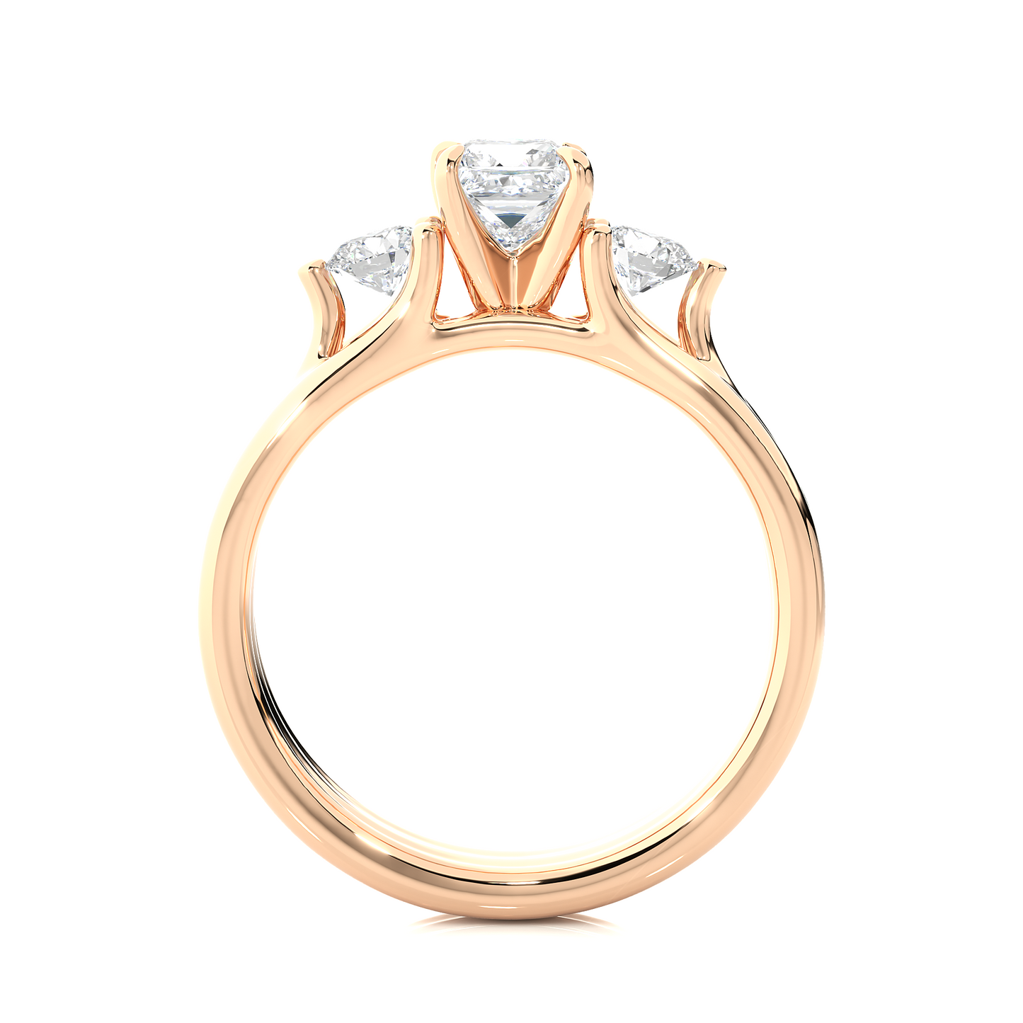 Princess Diamond Three Stone Engagement Ring
