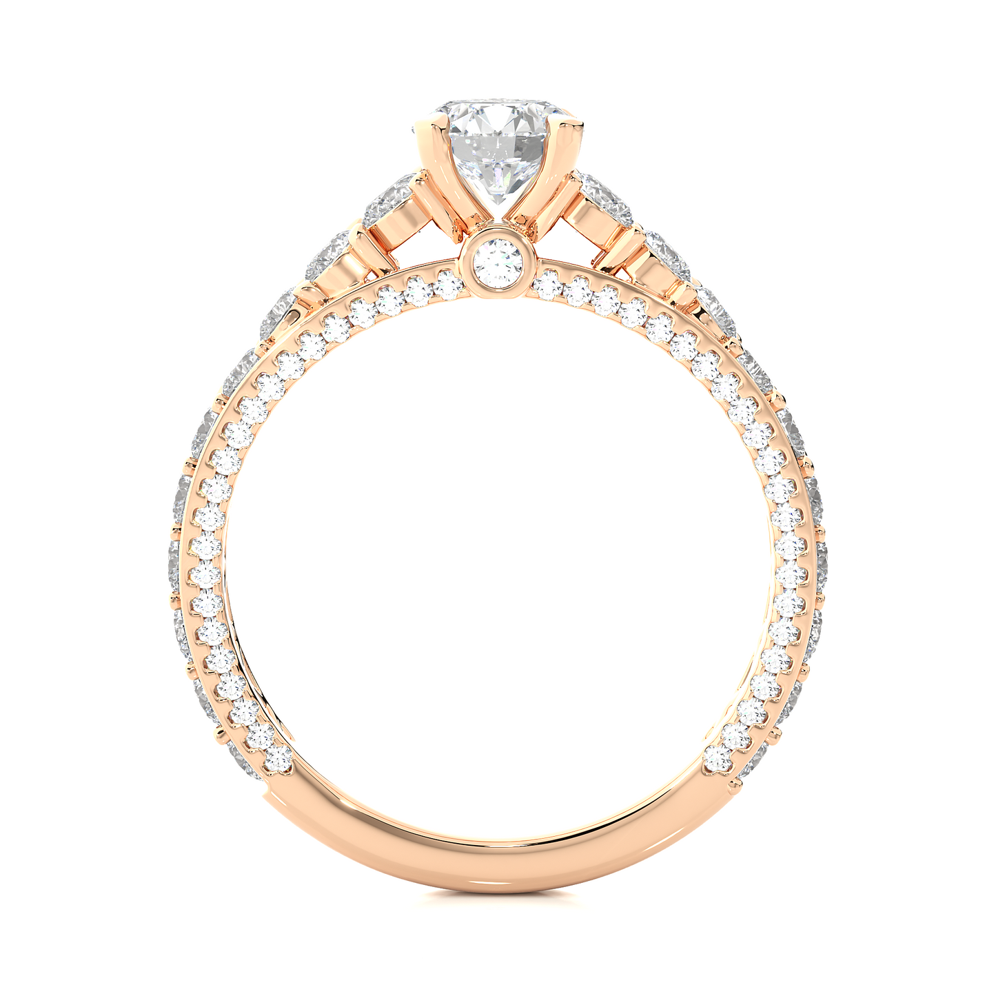 Luxury Vermeil Diamond Band Moissanite Lab Engagement Ring