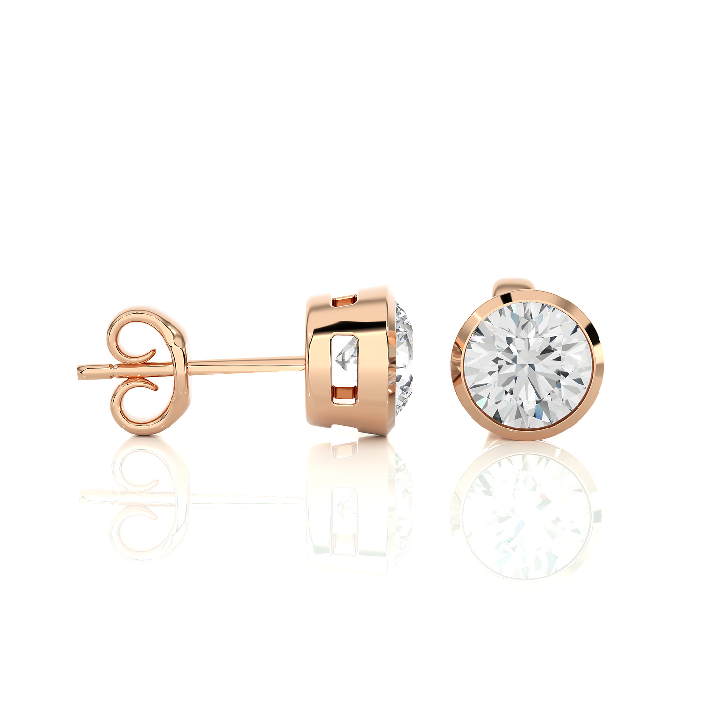 Vermeil Bezel Set Round Lab Moissanite Earrings