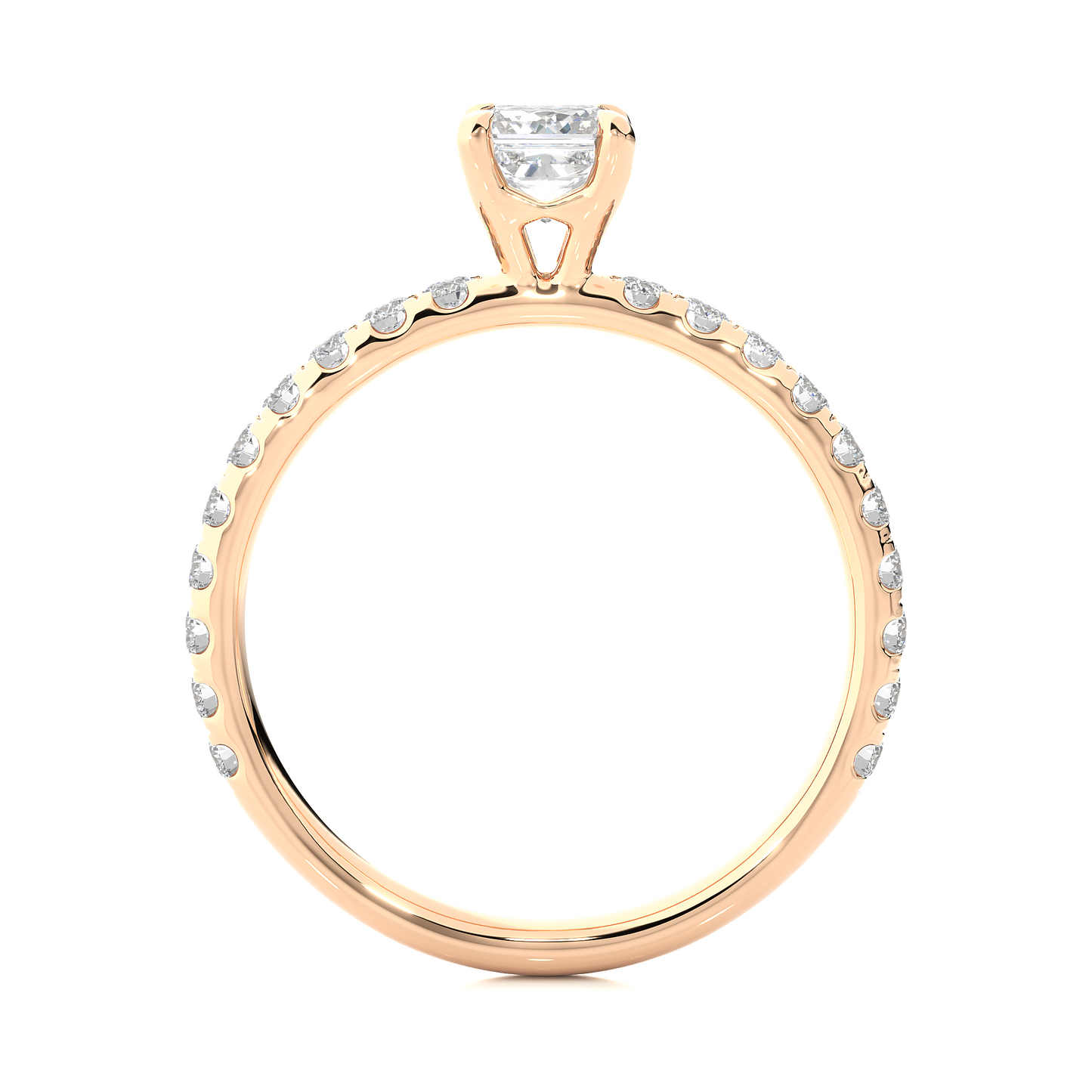 Princess Cut Lab & Moissanite Diamond Pavé Engagement Ring