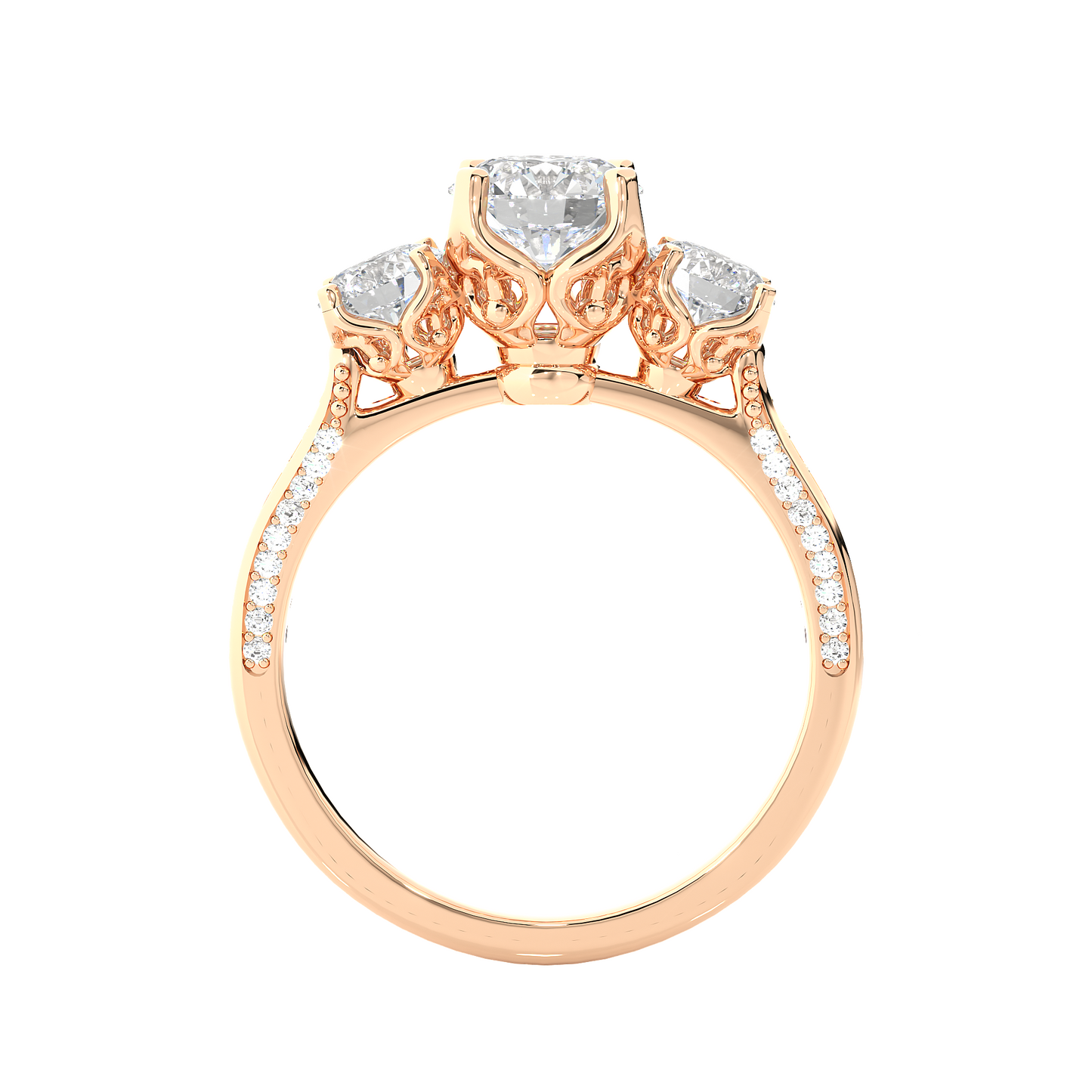 Lab Grown / Moissanite Diamond Three Stone Engagement Ring