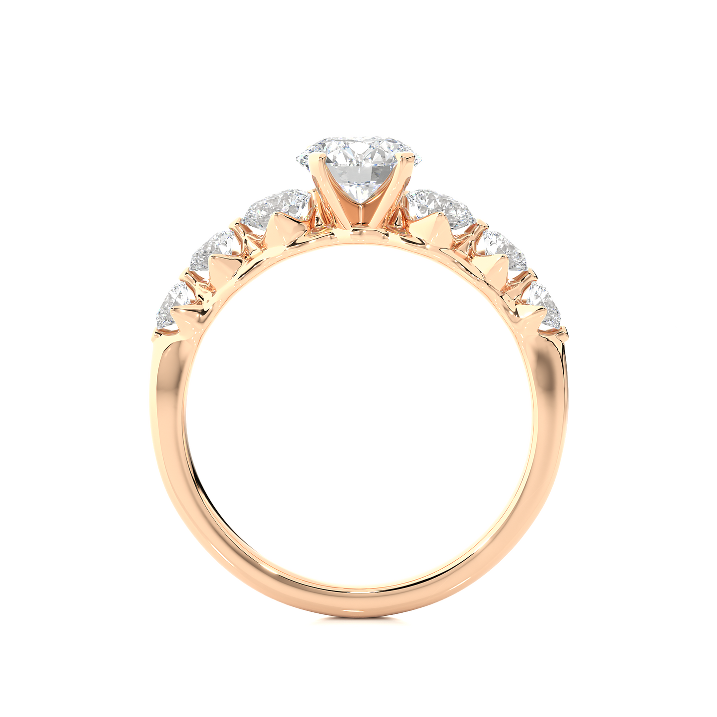 Vermeil Round Moissanite Diamond Five Stone Ring