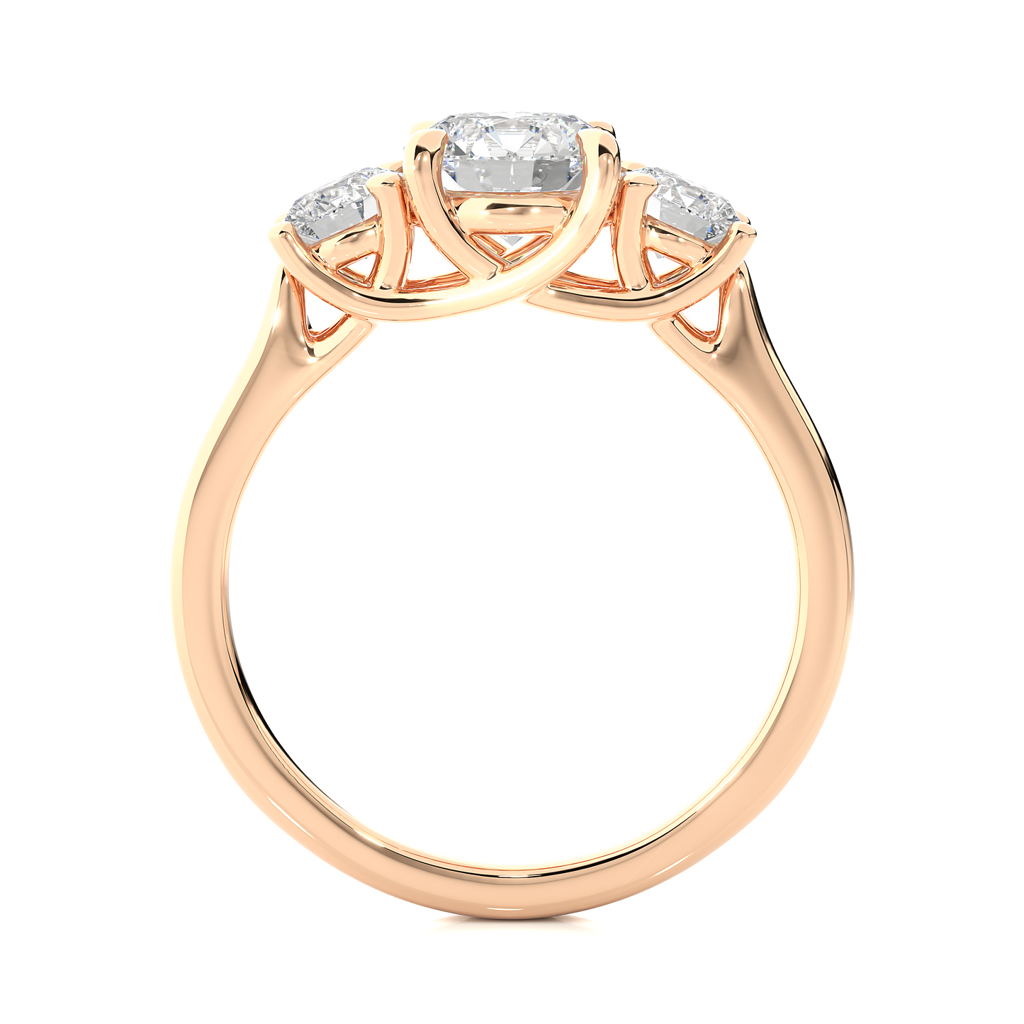 Round Lab Grown Diamond Three Stone Ring