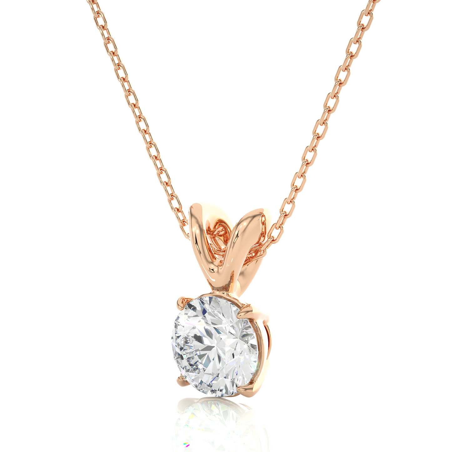 Vermeil Gold Round Moissanite / Lab  Diamond Pendant Necklace