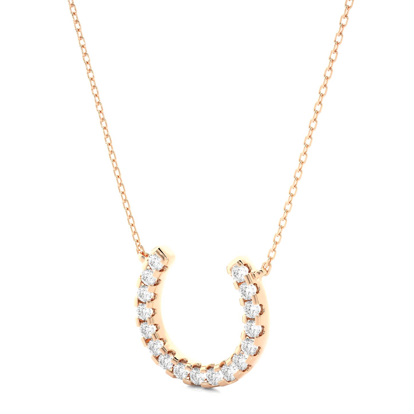Lucky Horseshoe Lab Diamond Gold Necklace