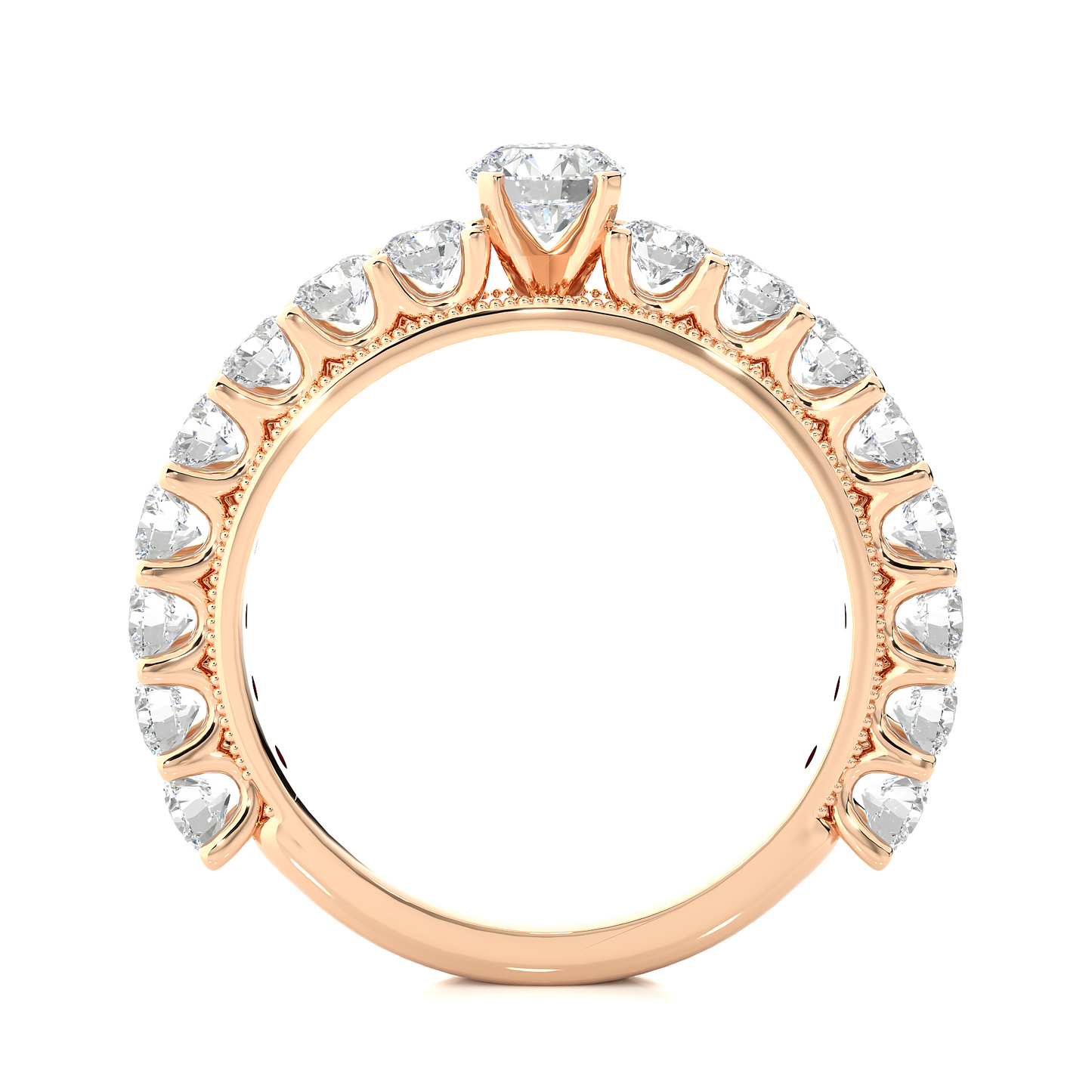 Vermeil Round Moissanite Lab Diamond Eternity Engagement Ring