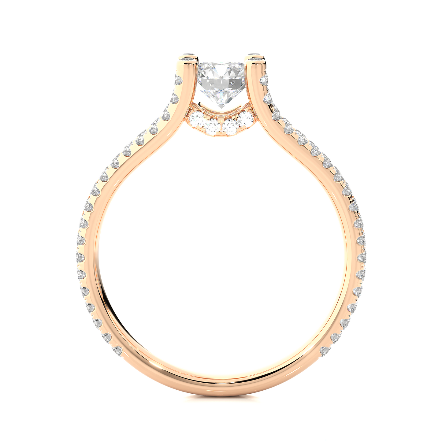 Elegant Split Shank Moissanite Lab Diamond Vermeil Ring