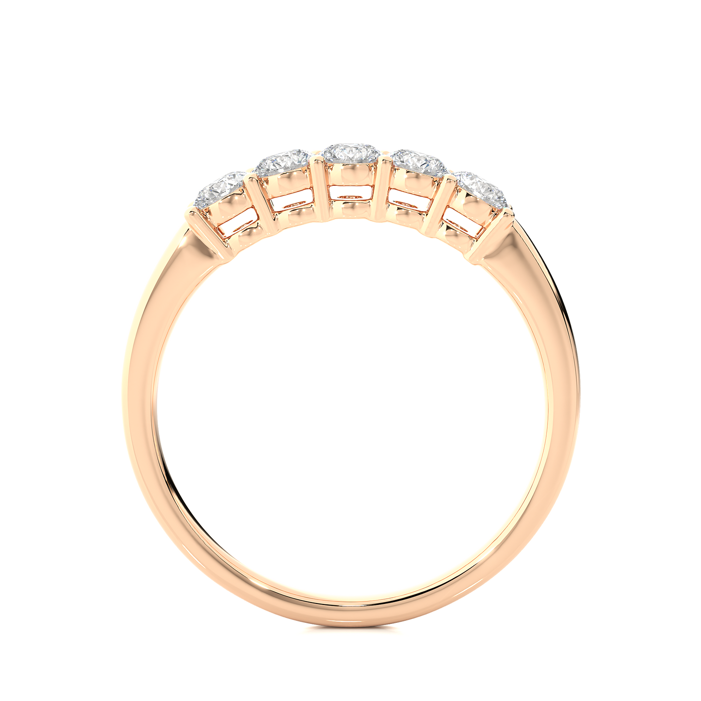 Five Stone Moissanite Lab Diamond Vermeil Ring