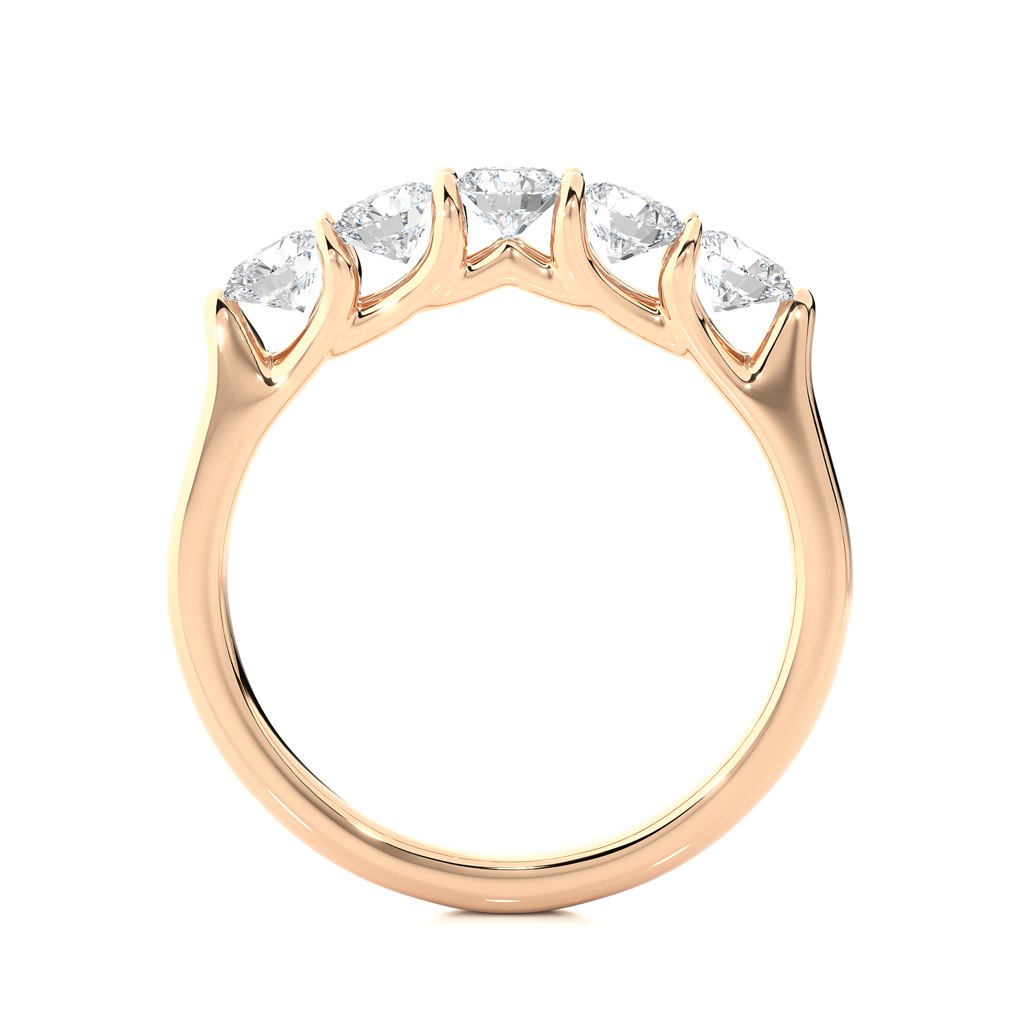 Lab Grown Moissanite Five Stone Wedding Band Ring