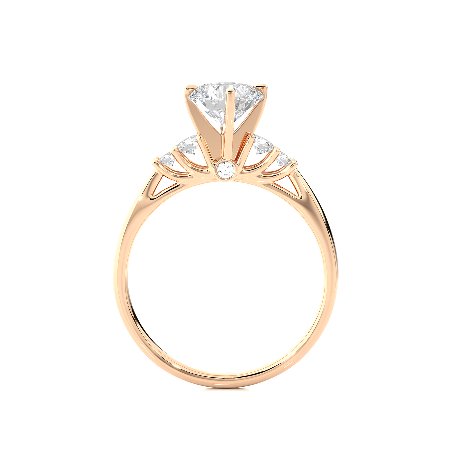 Three Stone Moissanite Lab Diamond Vermeil Ring