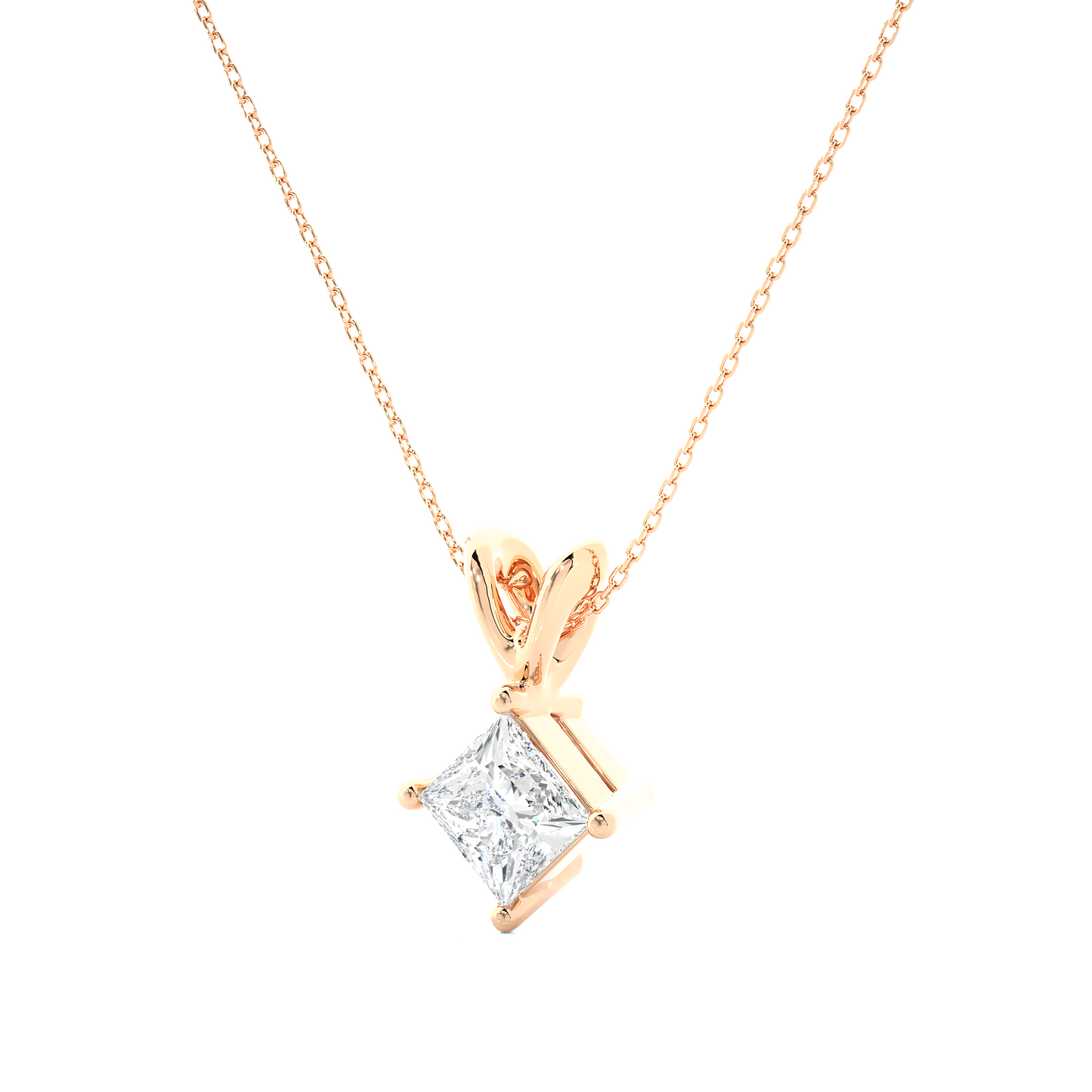 Vermeil Gold Princess Moissanite Diamond Solitaire Pendant Necklace