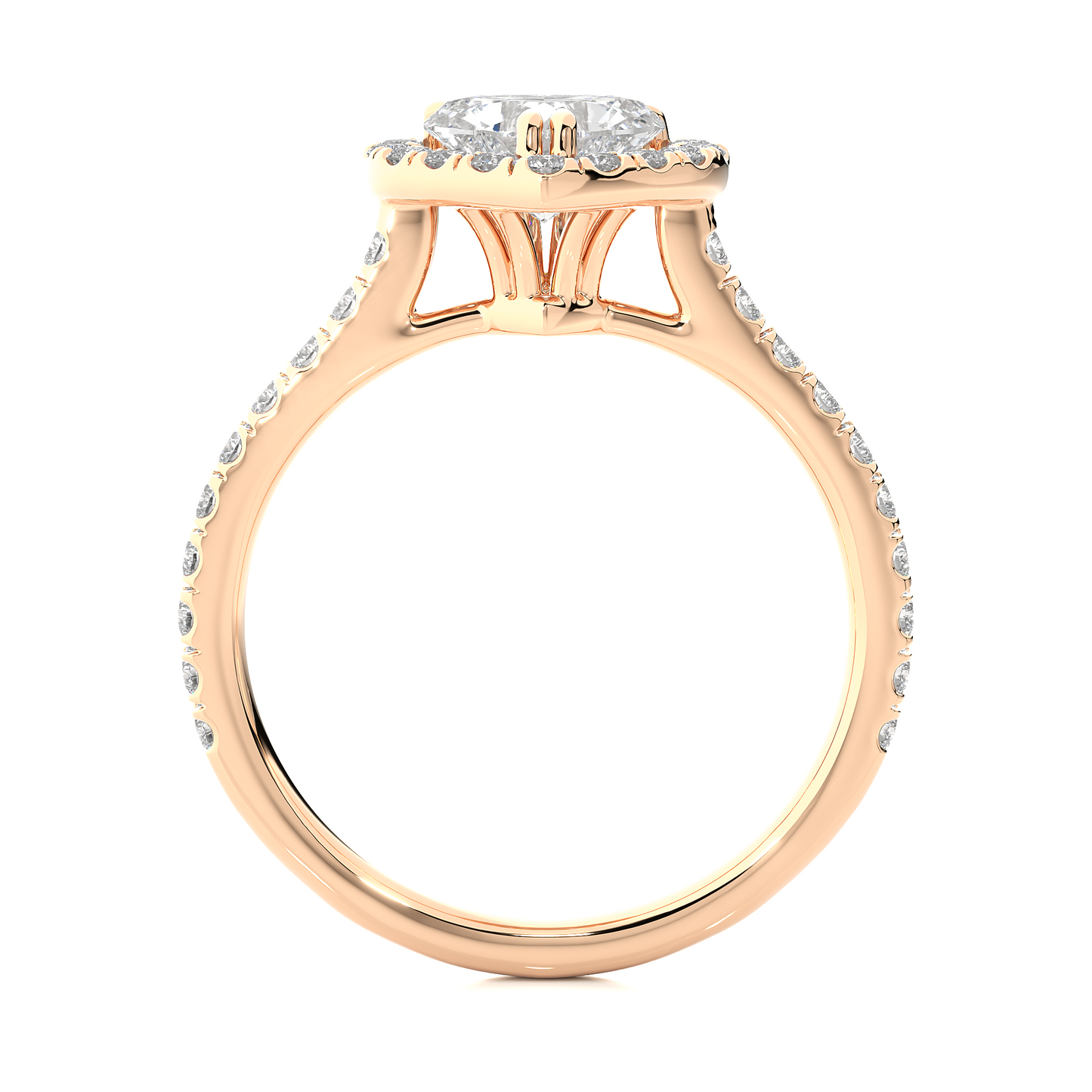 Heart Shape Halo Vermeil Moissanite Lab Diamond Ring