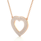 Multi Row Pave Heart Lab Diamond Pendant Necklace
