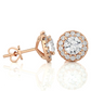 Vermeil Round Halo Moissanite Lab Diamond Stud Earrings