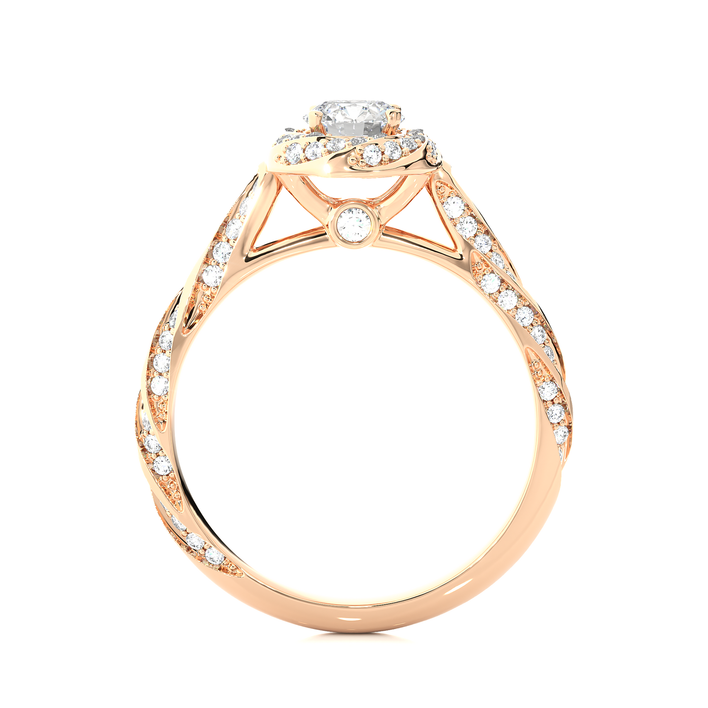 Twisted Halo Moissanite Lab Diamond Vermeil Ring