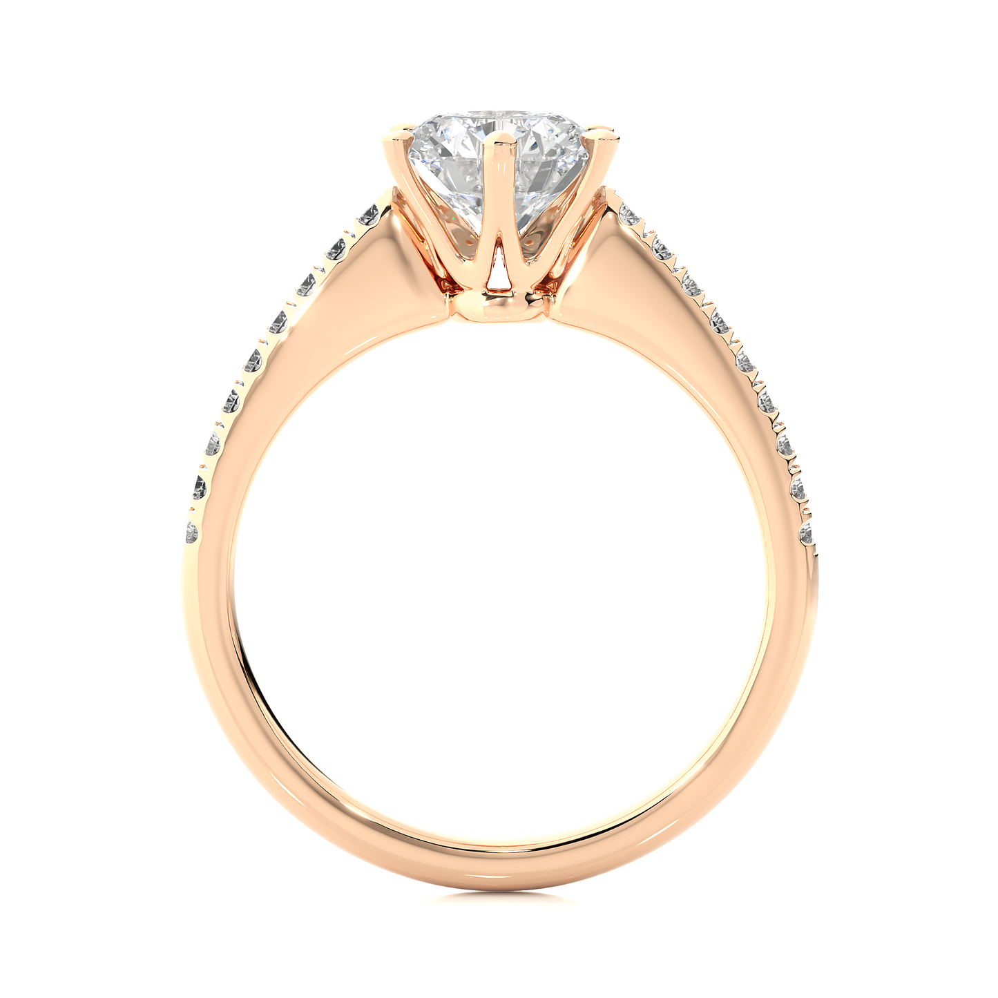 Round Cut Moissanite / Lab Diamond Vermeil Engagement Ring