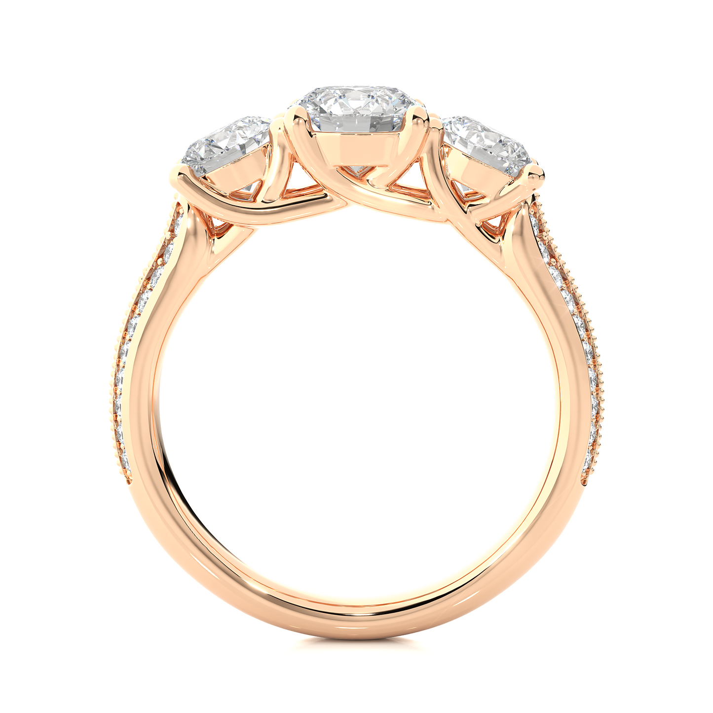 Round Three Stone Lab Grown / Moissanite Diamond Ring