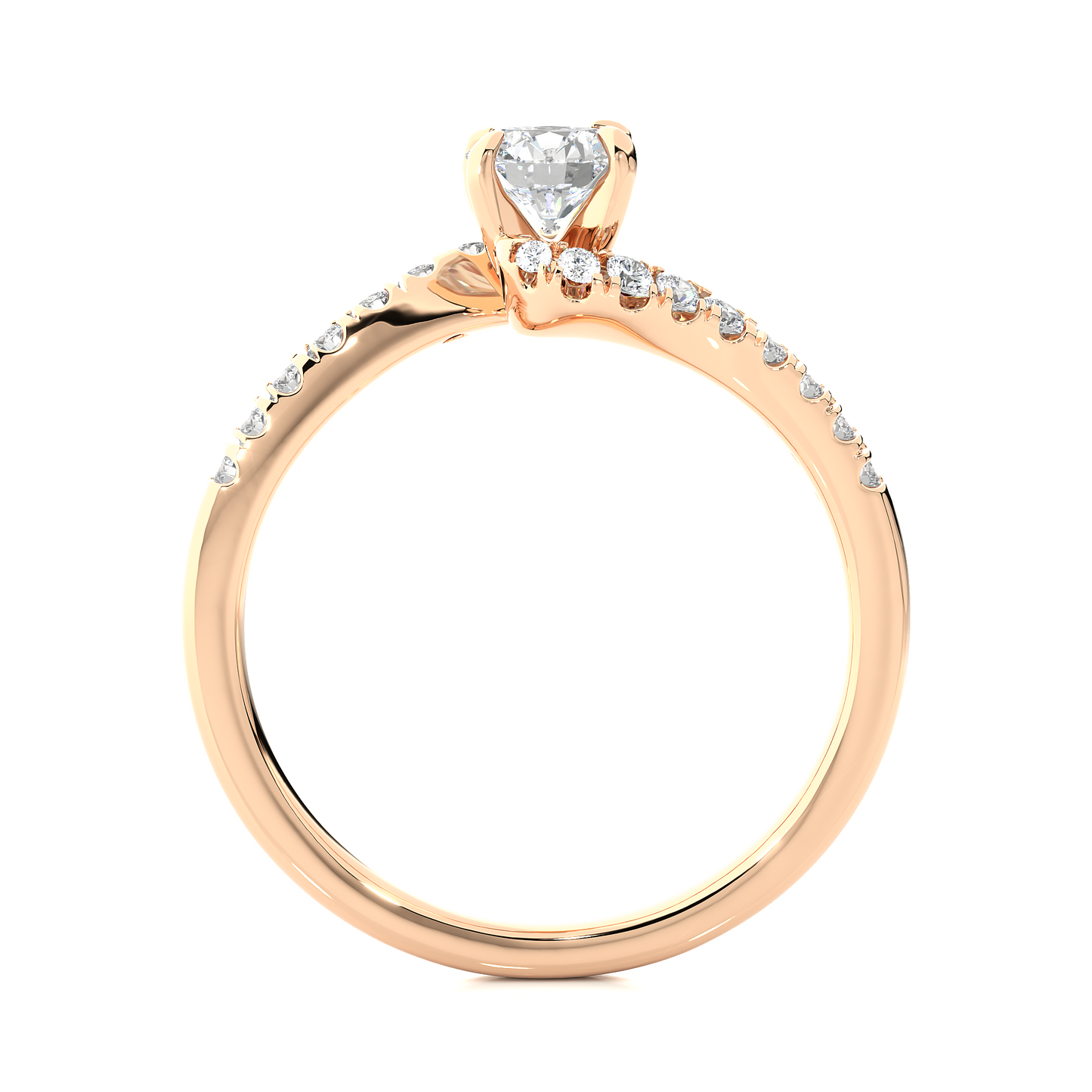 Twist Style Vermeil Moissanite Lab Diamond Engagement Ring