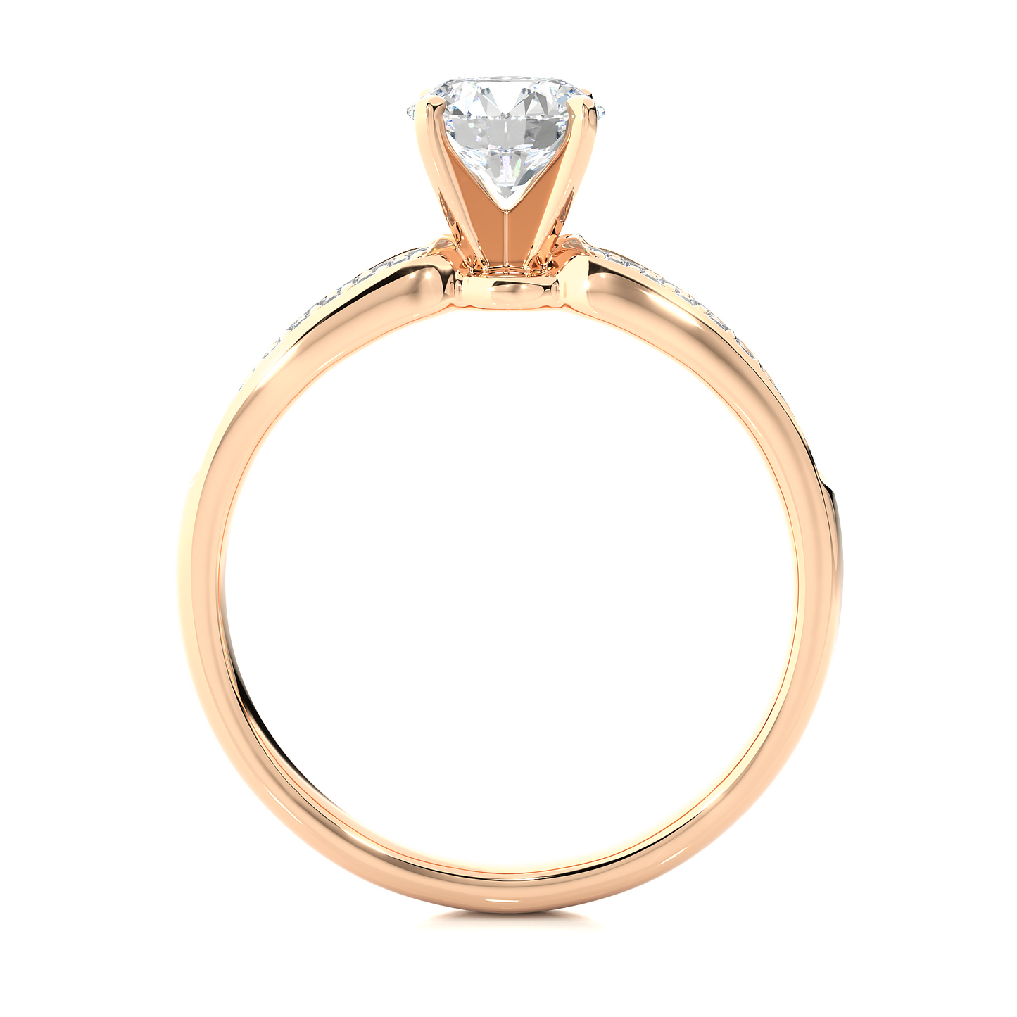 Lab Diamond Moissanite Round Solitaire Pave Engagement Ring