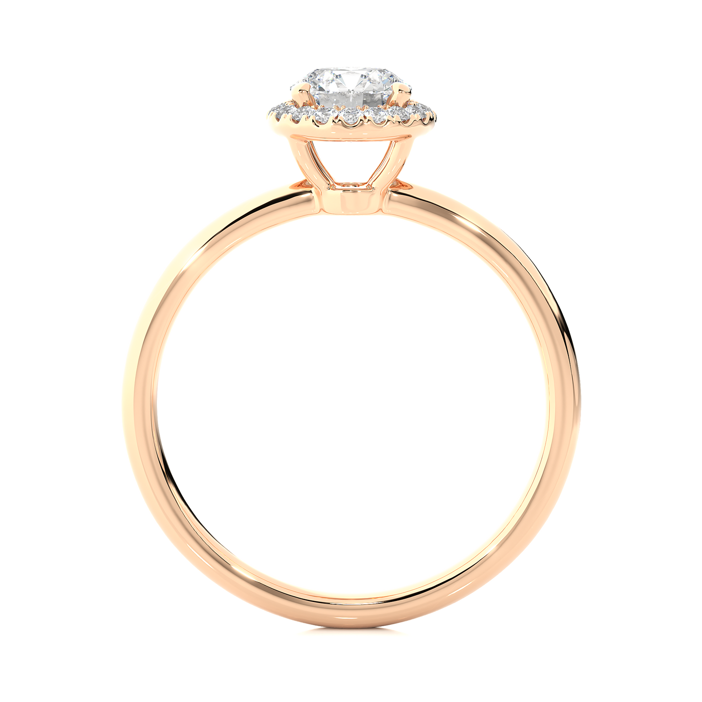 Elegant Halo Moissanite Lab Diamond Vermeil Ring