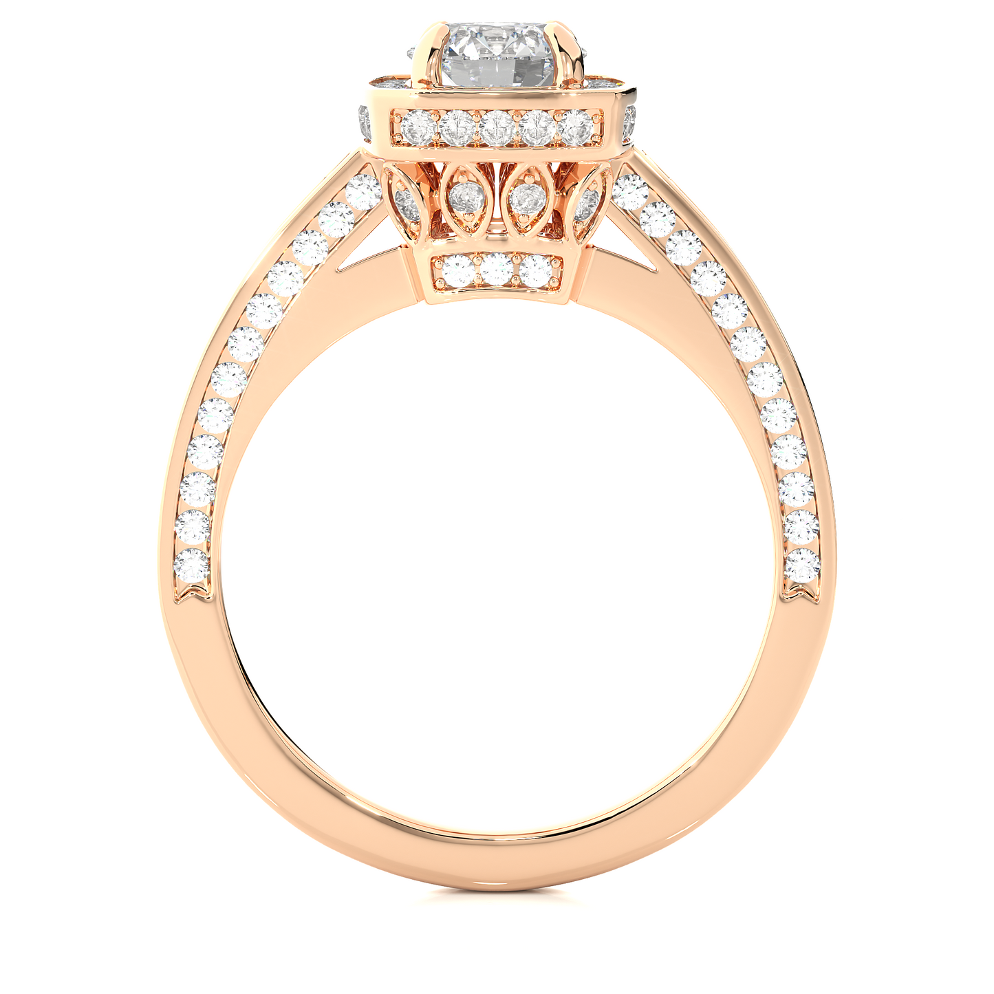 Cushion Halo Moissanite Lab Diamond Vermeil Ring