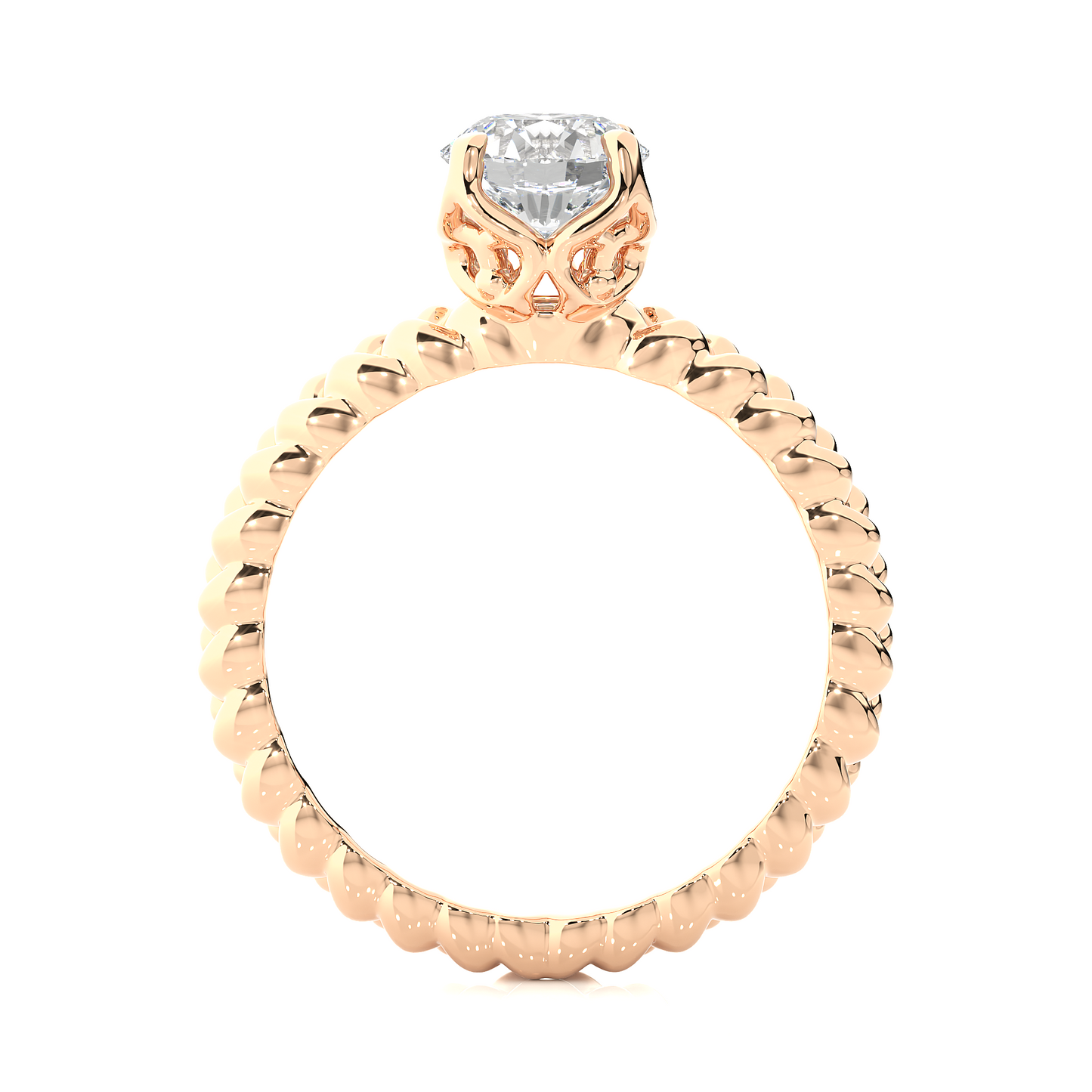 Vintage Heart Band Vermeil Moissanite Lab Diamond Ring