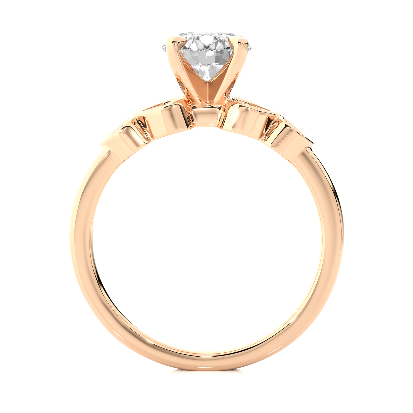 Round Cut Moissanite / Lab Diamond Vermeil Engagement Ring