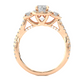 Lab & Moissanite Diamond Halo Three Stone Engagement Ring