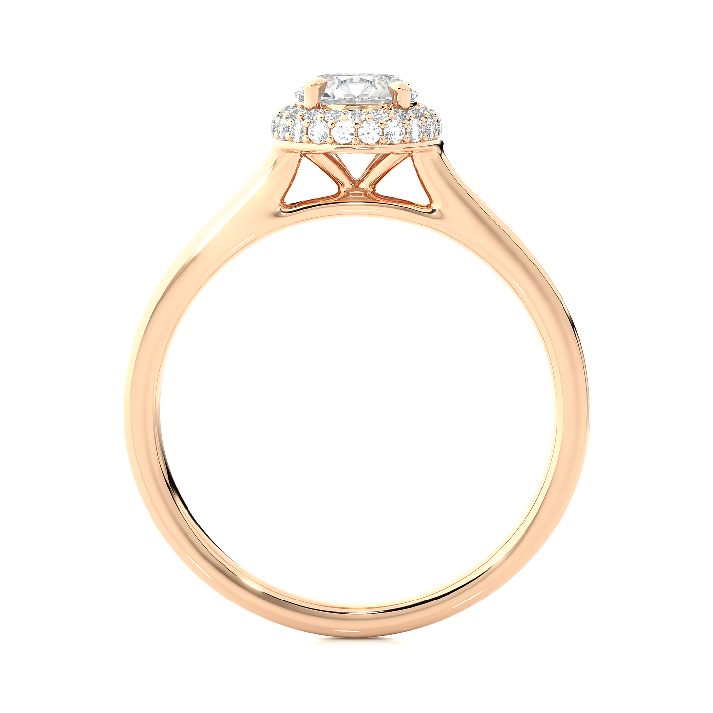 Brilliant Halo Moissanite Lab Diamond Vermeil Ring