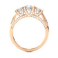 Three Stone Diamond Hidden Halo Engagement Ring