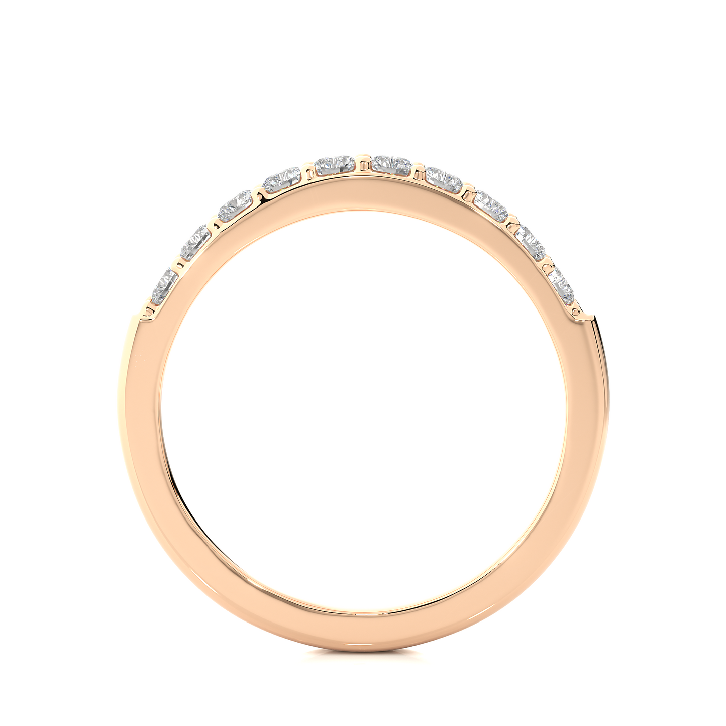 Minimalist Half Eternity Moissanite Lab Diamond Vermeil Ring