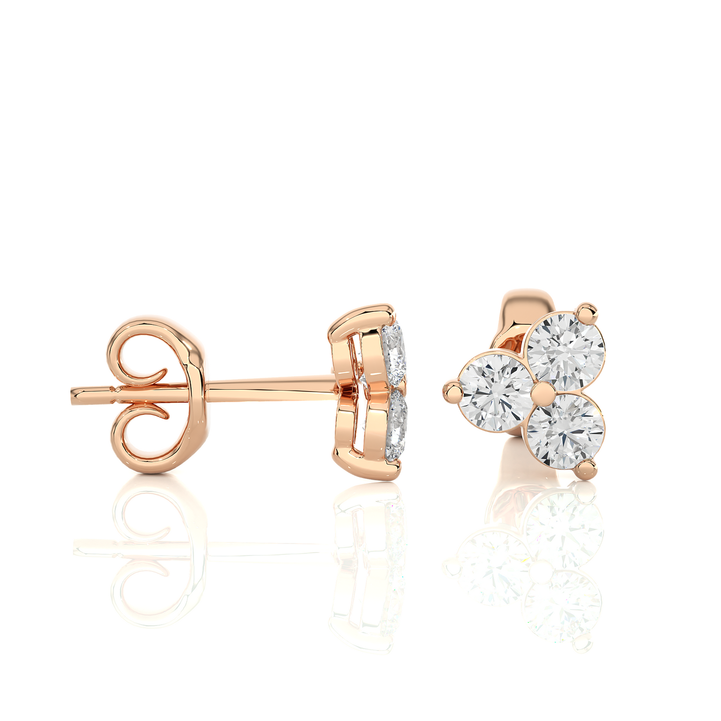 Vermeil Gold Floral Cluster Moissanite Diamond Luxury Stud Earrings
