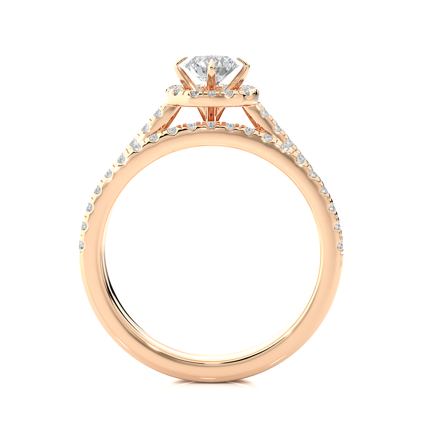 Vermeil Round Moissanite Diamond Halo Engagement Ring