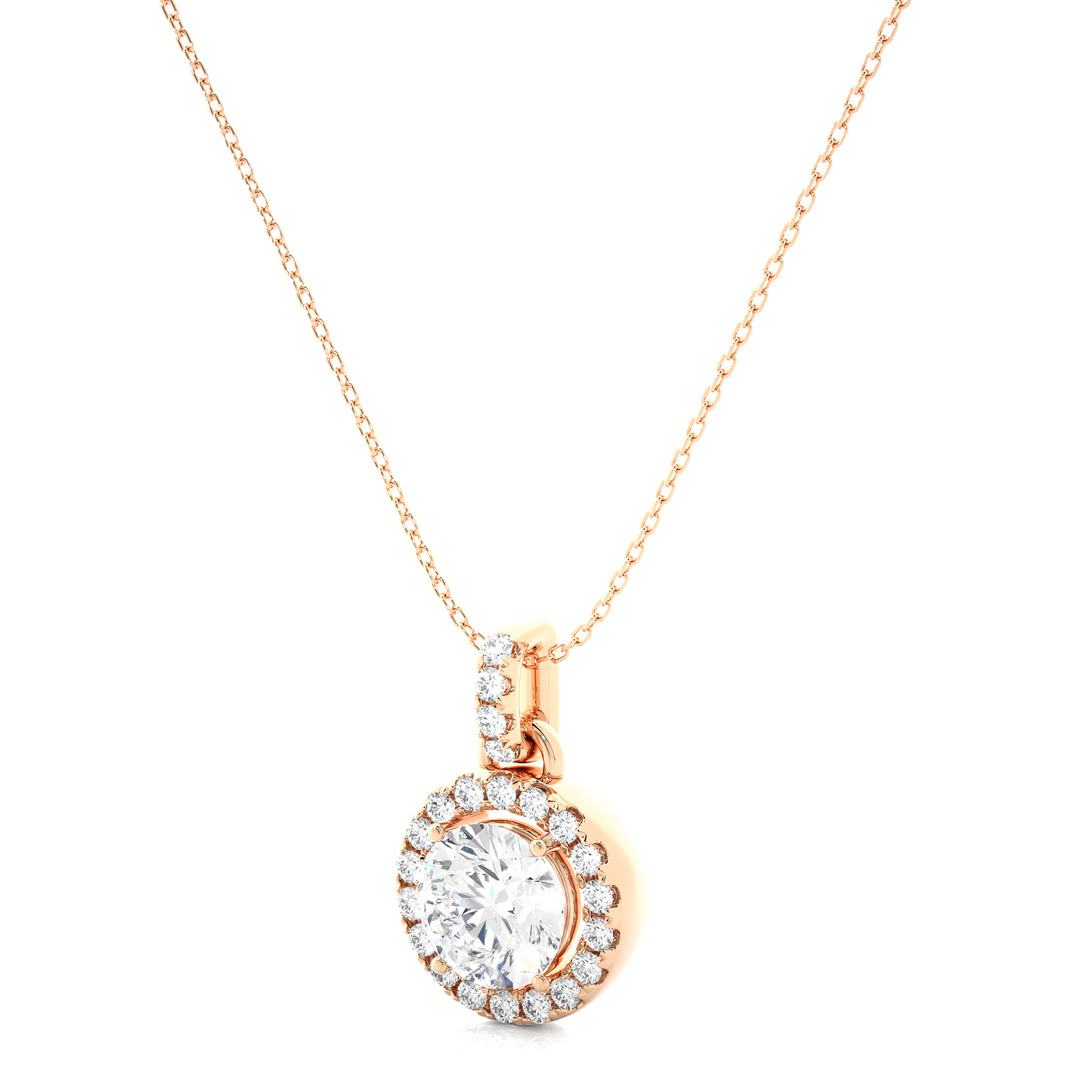 Luxury Round Lab Grown Diamond Halo Pendant Necklace