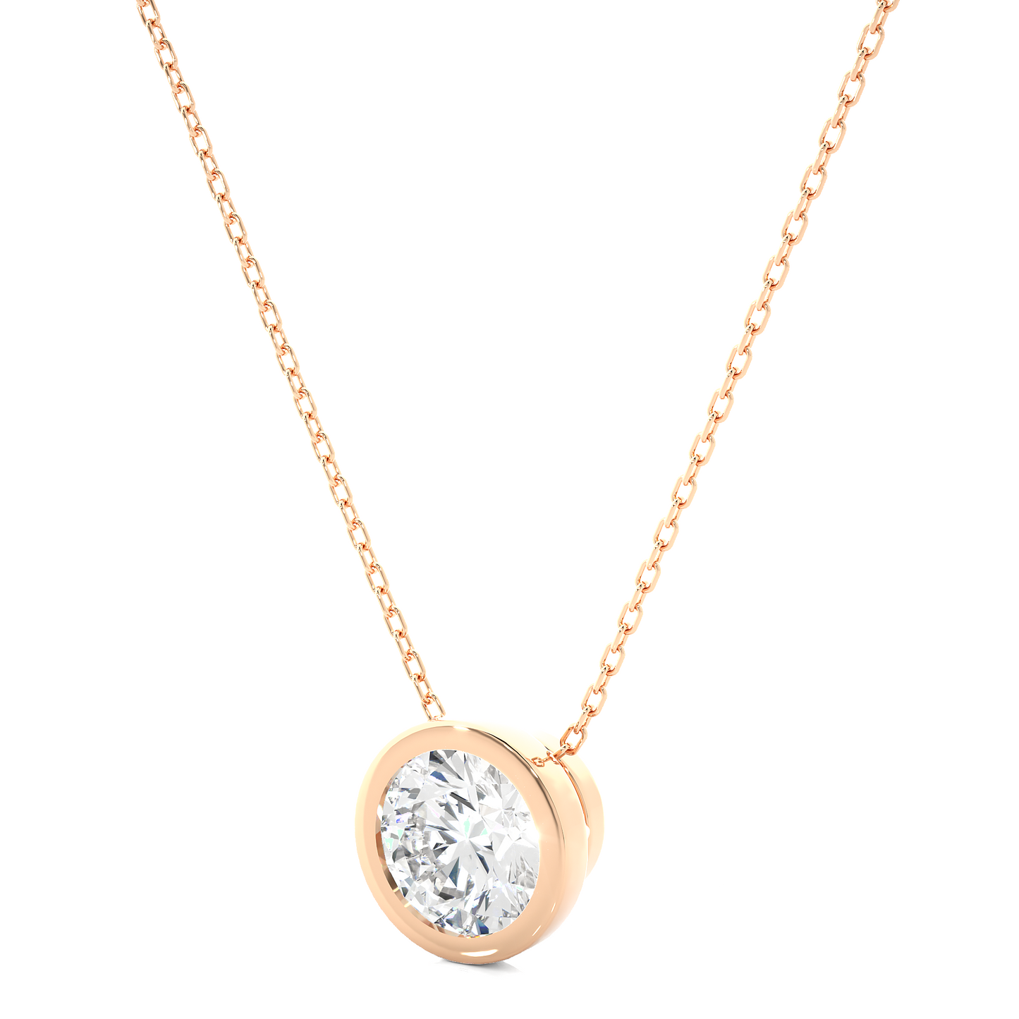 Vermeil Gold Bezel Round Moissanite / Lab Grown Diamond Pendant