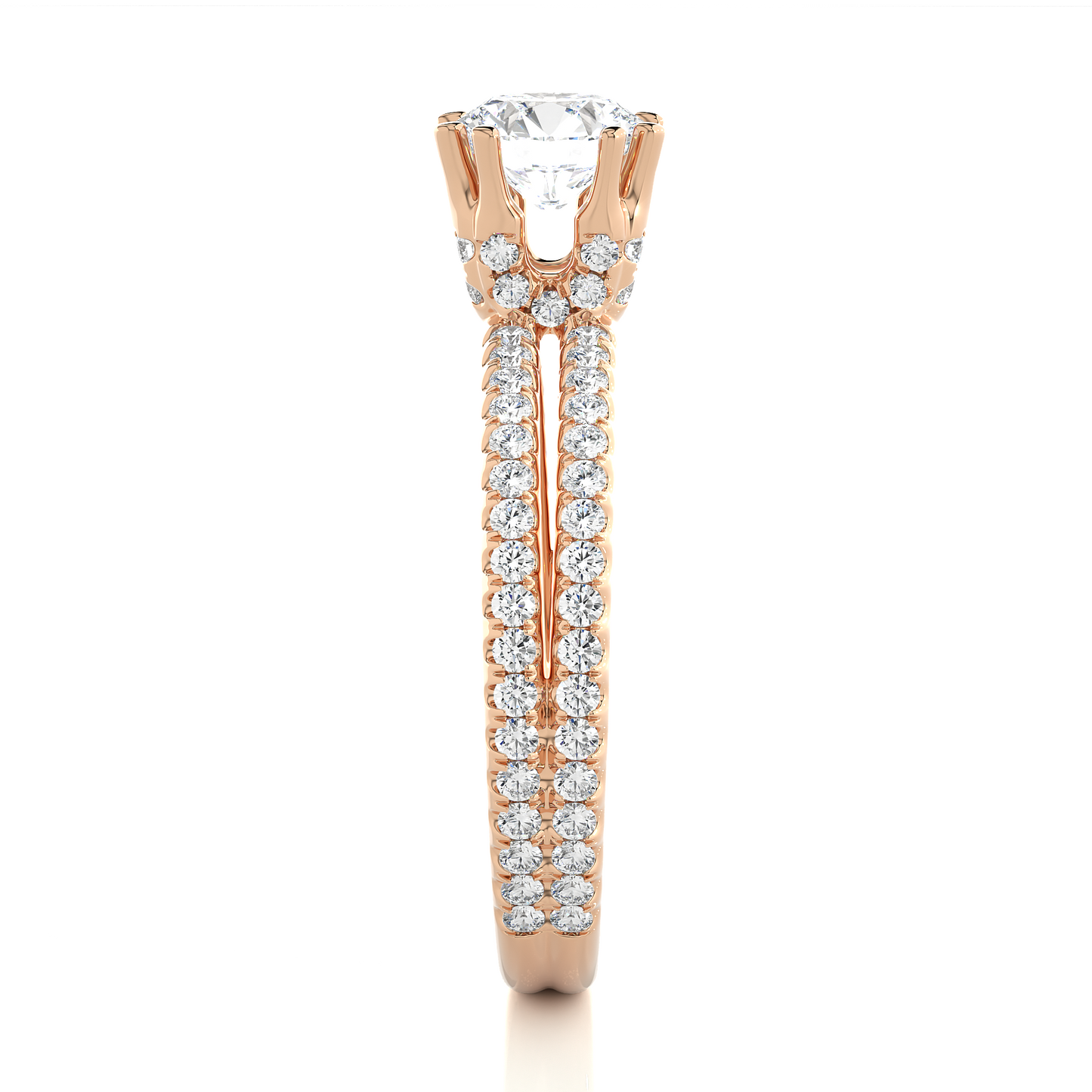 Twin Band Pavé Moissanite Lab Diamond Vermeil Ring