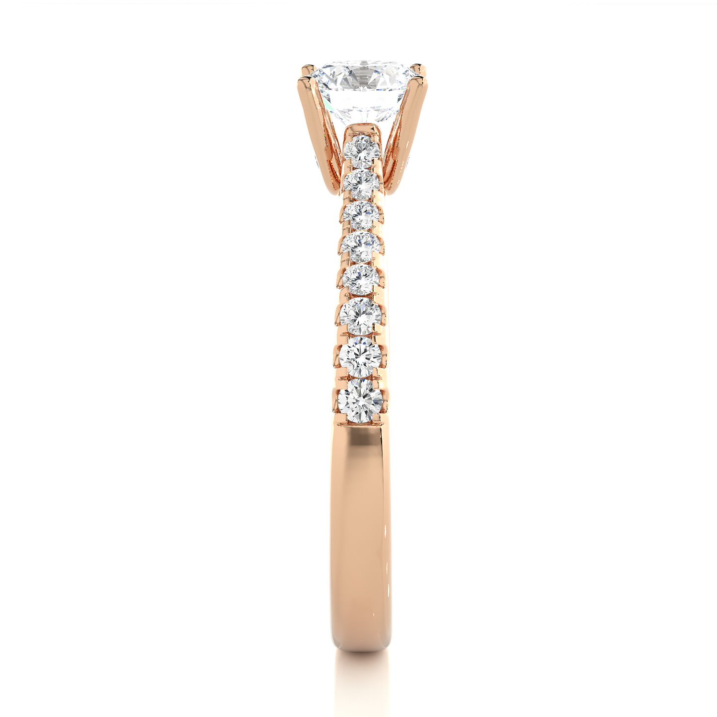 Classic Pavé Moissanite Lab Diamond Vermeil Engagement Ring