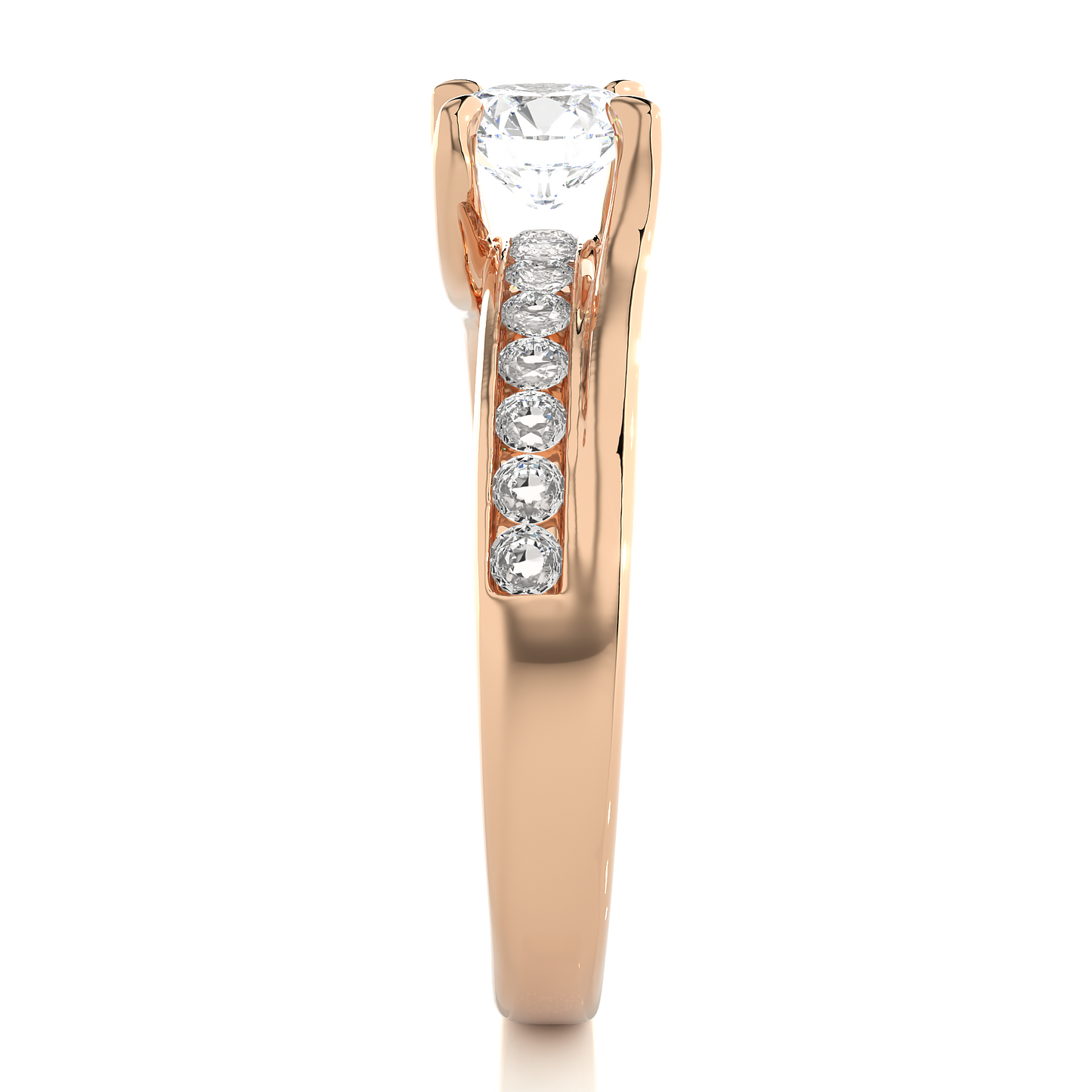 Round Solitaire Split Shank Moissanite Lab Diamond Vermeil Ring
