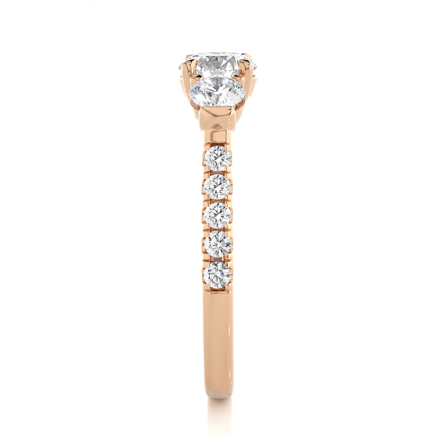 Round Lab Diamond Three Stone Engagement RIng