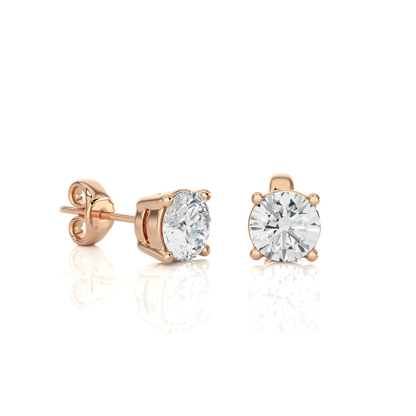 Classic Round Lab Diamond Solitaire Stud Earrings.