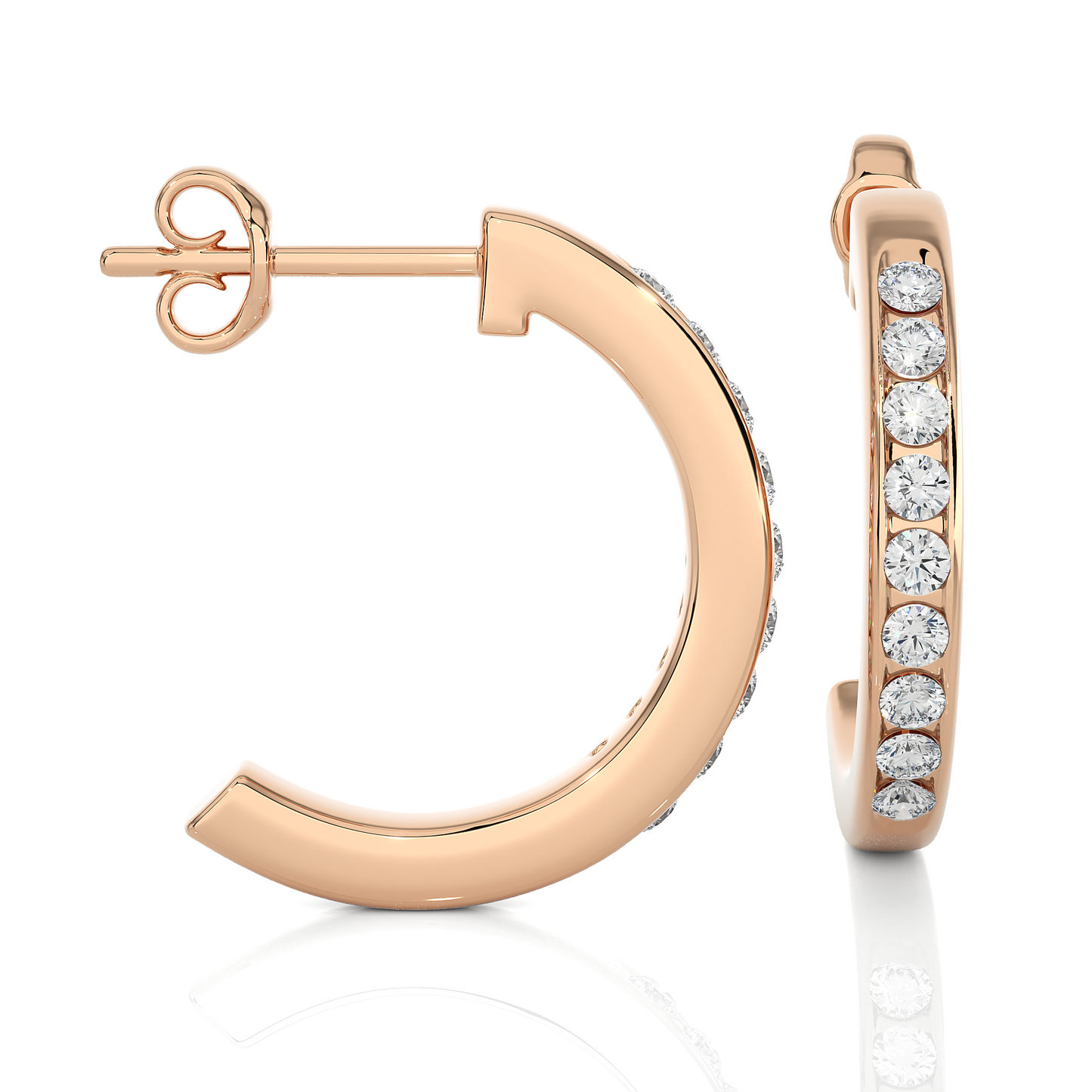 Medium Size Round Lab Diamond Hoop Earrings