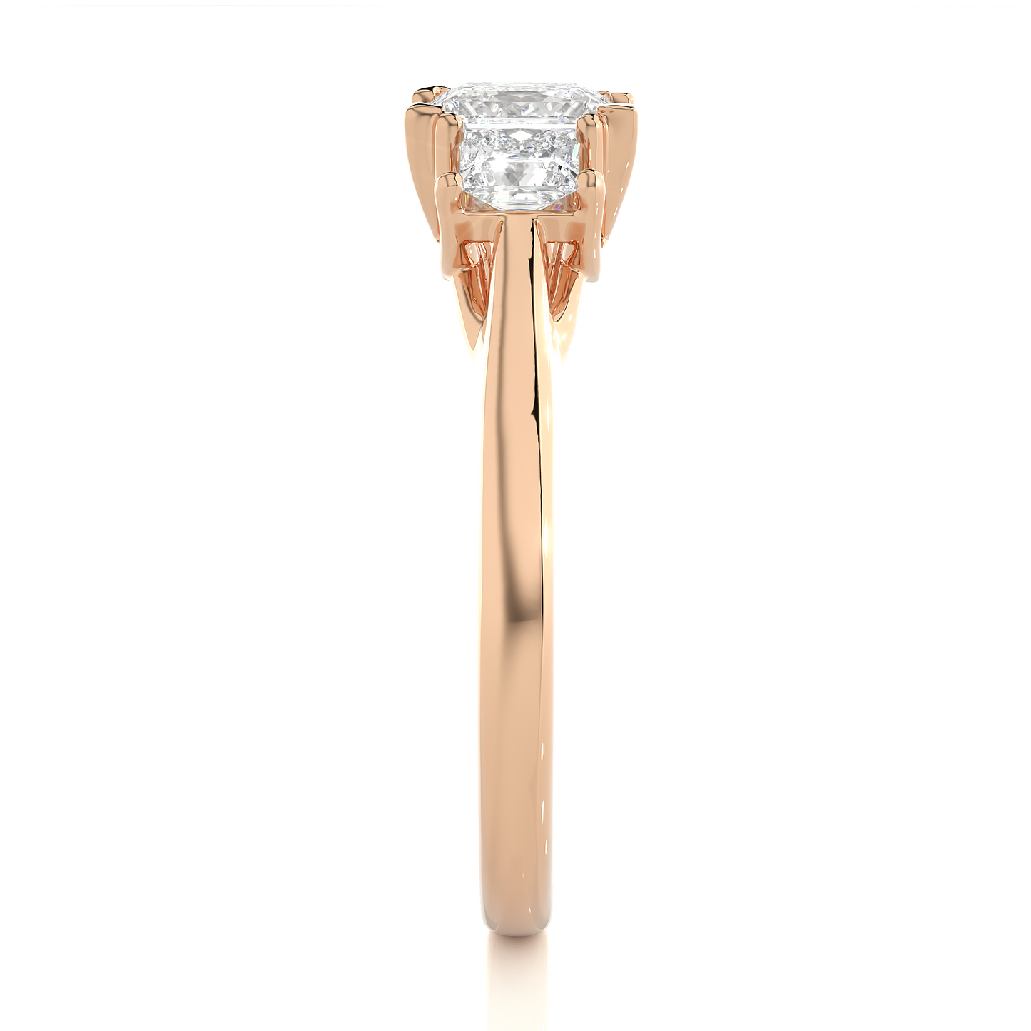 Three Stone Princess Lab Diamond Engagement Ring