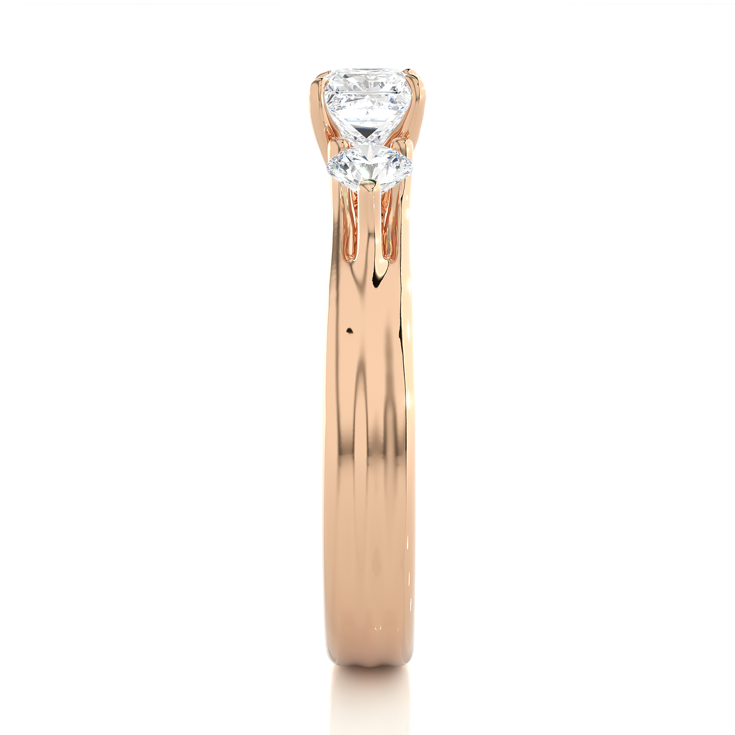 Princess Diamond Three Stone Engagement Ring