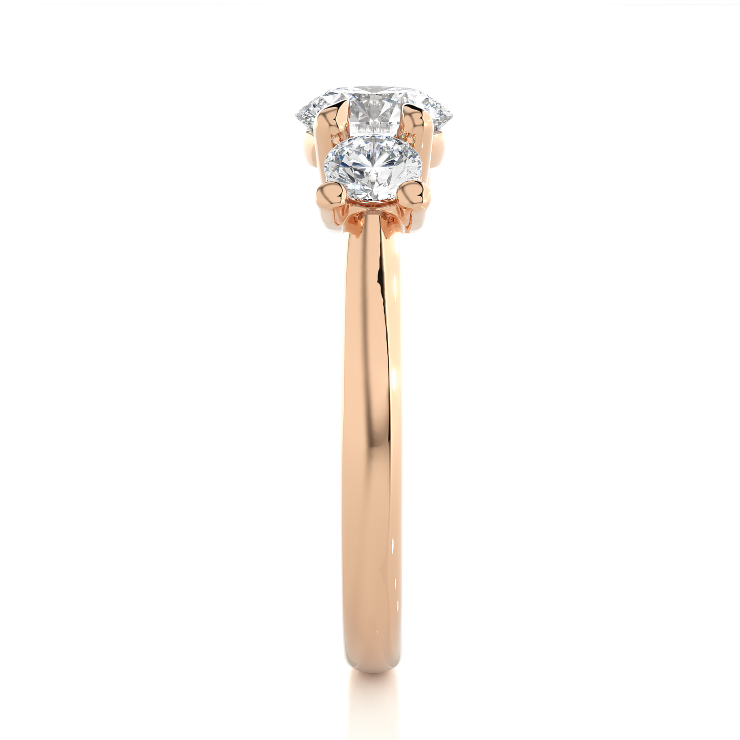 Classic Basket Set Diamond Three Stone Engagement Ring