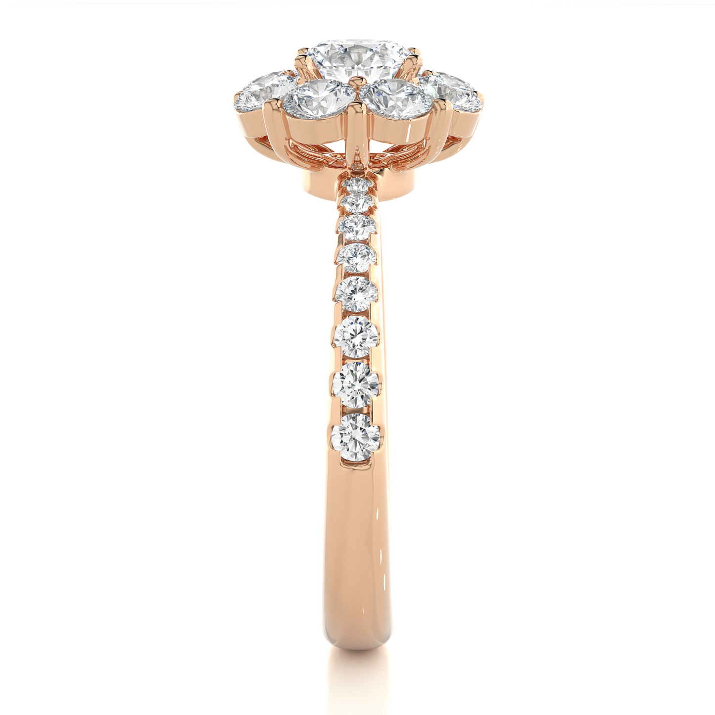 Floral Cluster Moissanite Lab Diamond Vermeil Ring