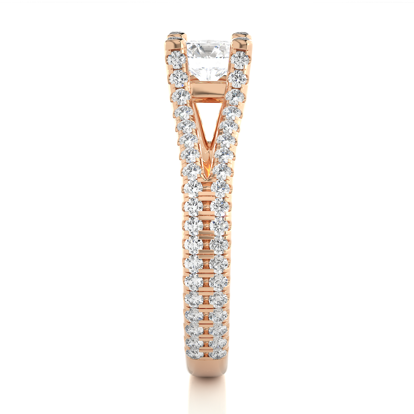 Elegant Split Shank Moissanite Lab Diamond Vermeil Ring