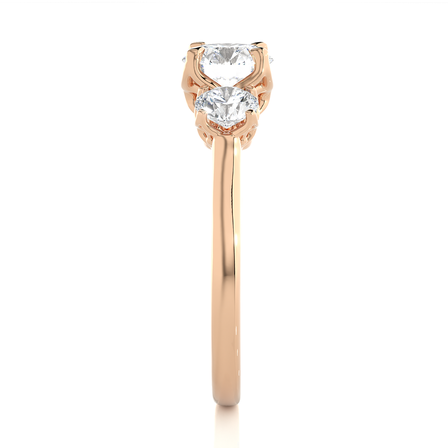 Round Diamond Three Stone Engagement Ring
