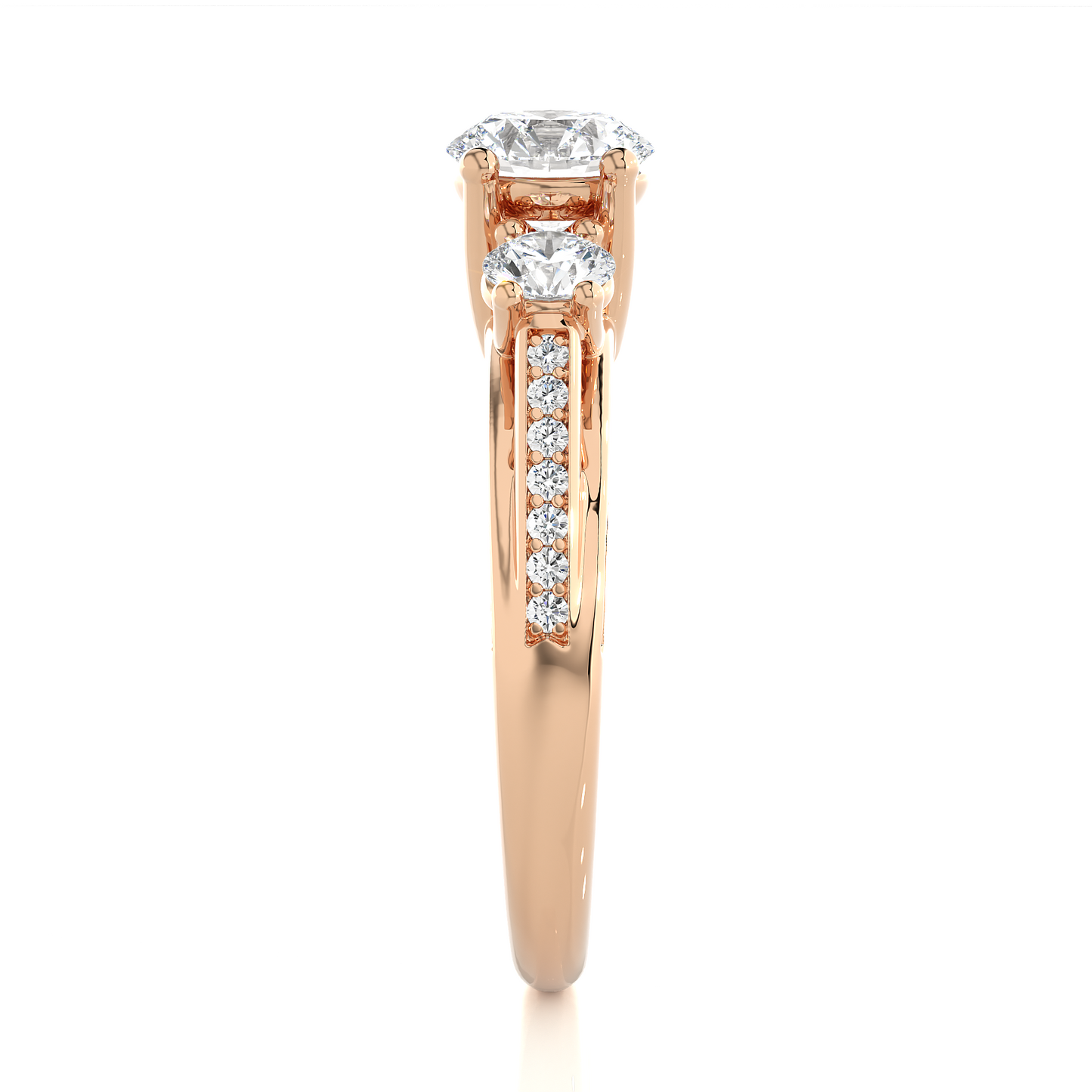 Three Stone Round Diamond Engagement Ring