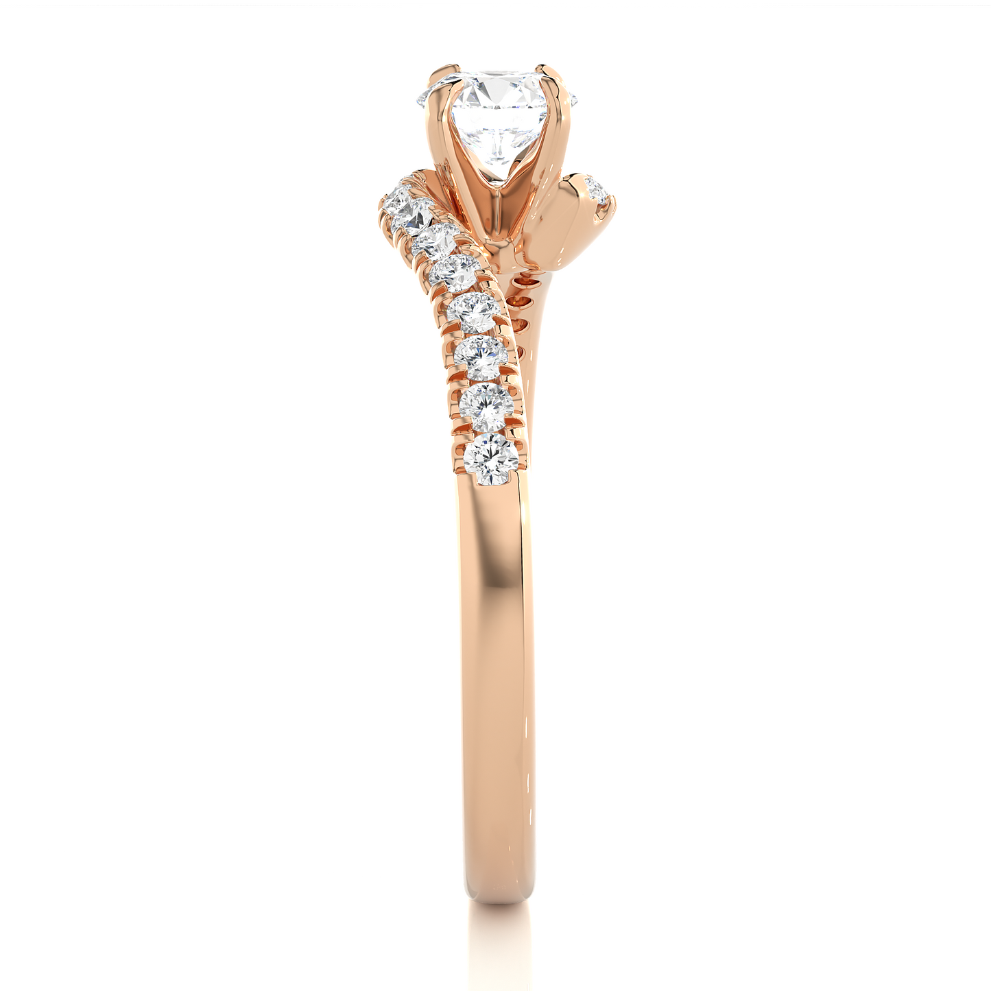 Twist Style Vermeil Moissanite Lab Diamond Engagement Ring