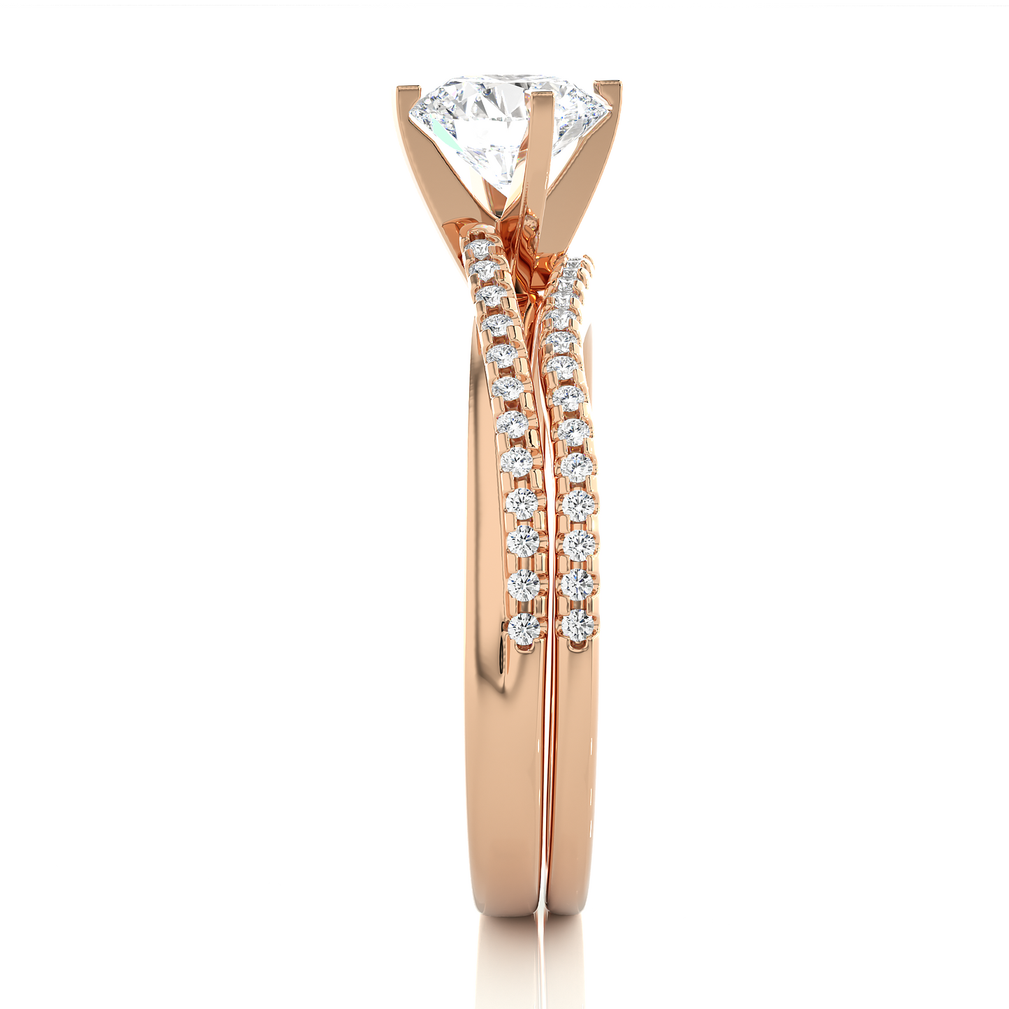 Elegant Twisted Band Vermeil Diamond Engagement Ring